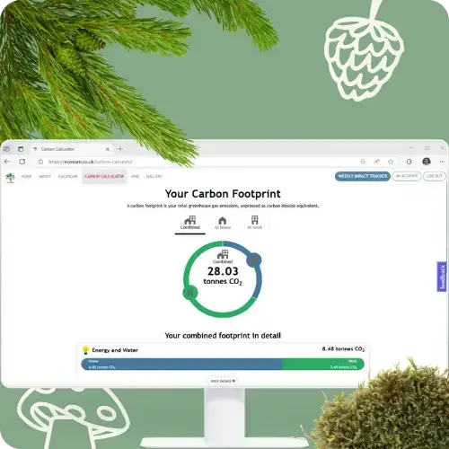 Screen showing the carbon calculator on the EcoEarn Platform