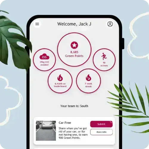 A computer screen showing the homepage within the mobile platform for the My Greenspace programme