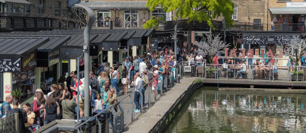 Food stalls in Camden Lock, London