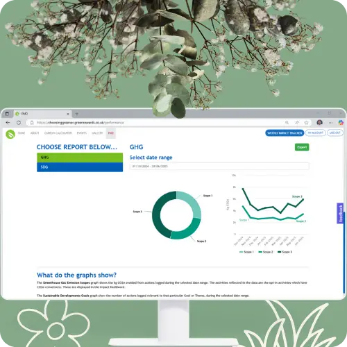 Computer Screen showing the programme management dashboard within the desktop platform for the Choosing Greener Programme