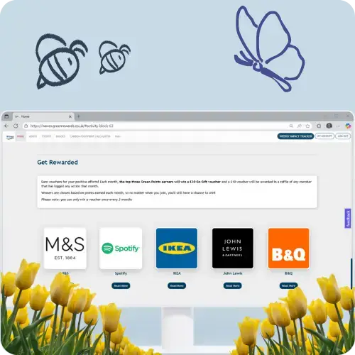 Computer Screen showing the rewards for the Bexley Programme