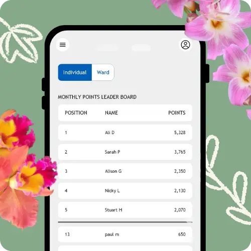 Mobile Leaderboard on the Green Rewards App